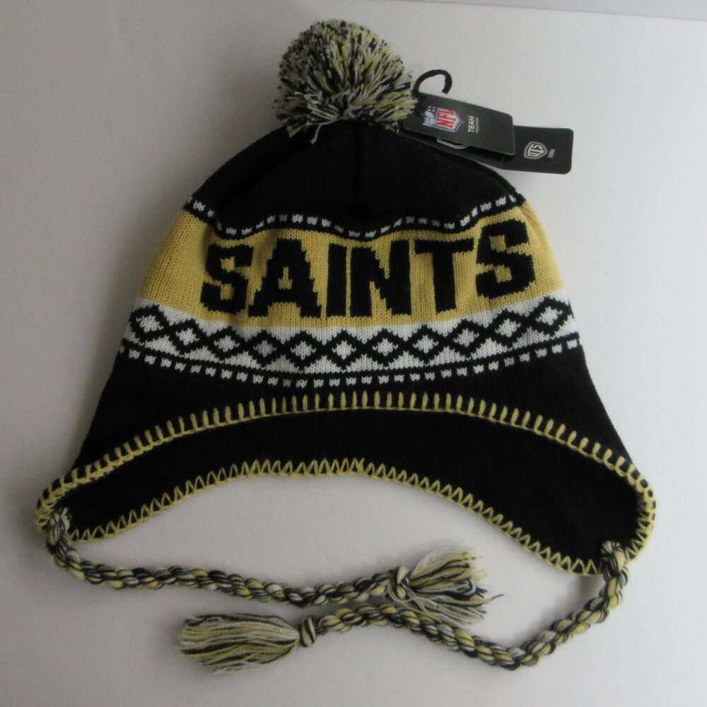 New Orleans Saints NFL Men's OTS Abenaki Sherpa Knit Cap with Pom NWT One Size